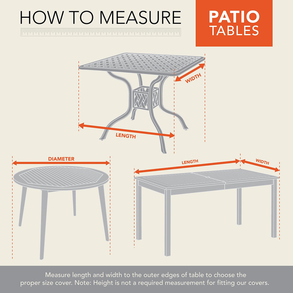 2963 Chalet Round Patio Table, Furniture, Outdoor Cover (50 D x 25 H) Water-Resistant, Beige