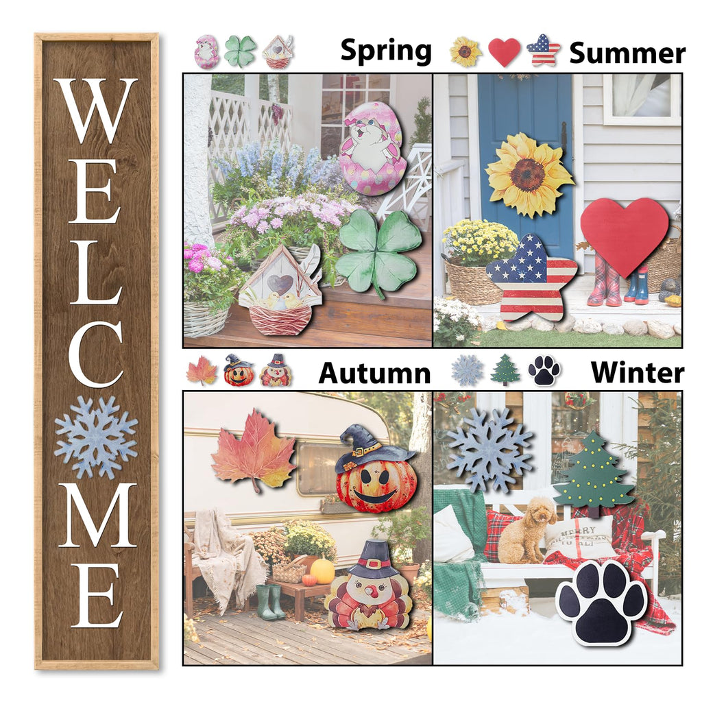 Interchangeable Welcome Sign for Front Porch Door, 45"X9" Black