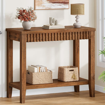 31.5" Entryway Table, Console Tables with Shelves, Rustic Brown
