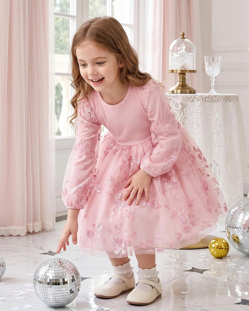 Toddler Girls Tutu Dress Long Sleeve Party Dress 3