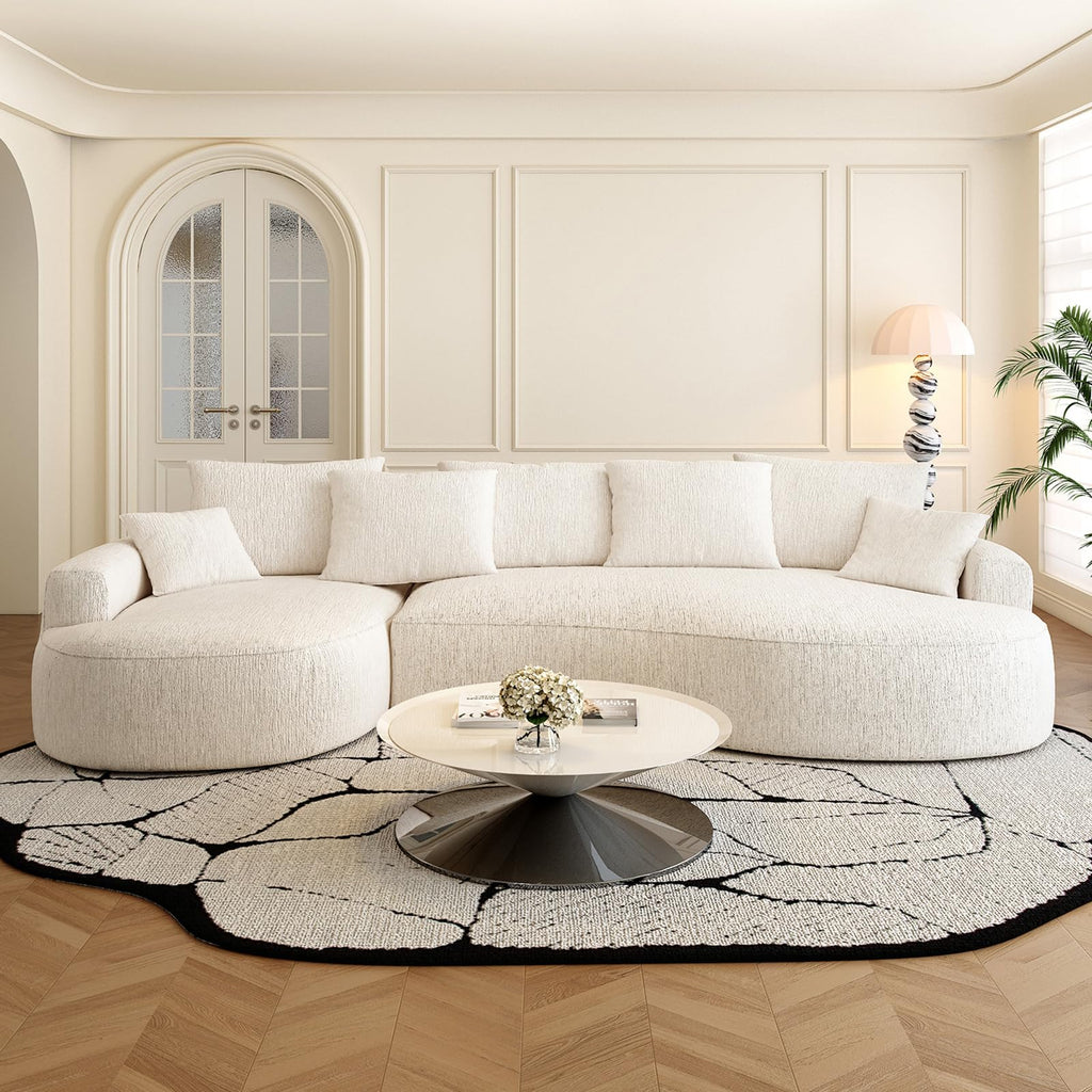 115-inch L-Shaped Luxurious Modern Contoured Curved-Back, a Seamless Boneless Design with Curved Silhouette, Ideal