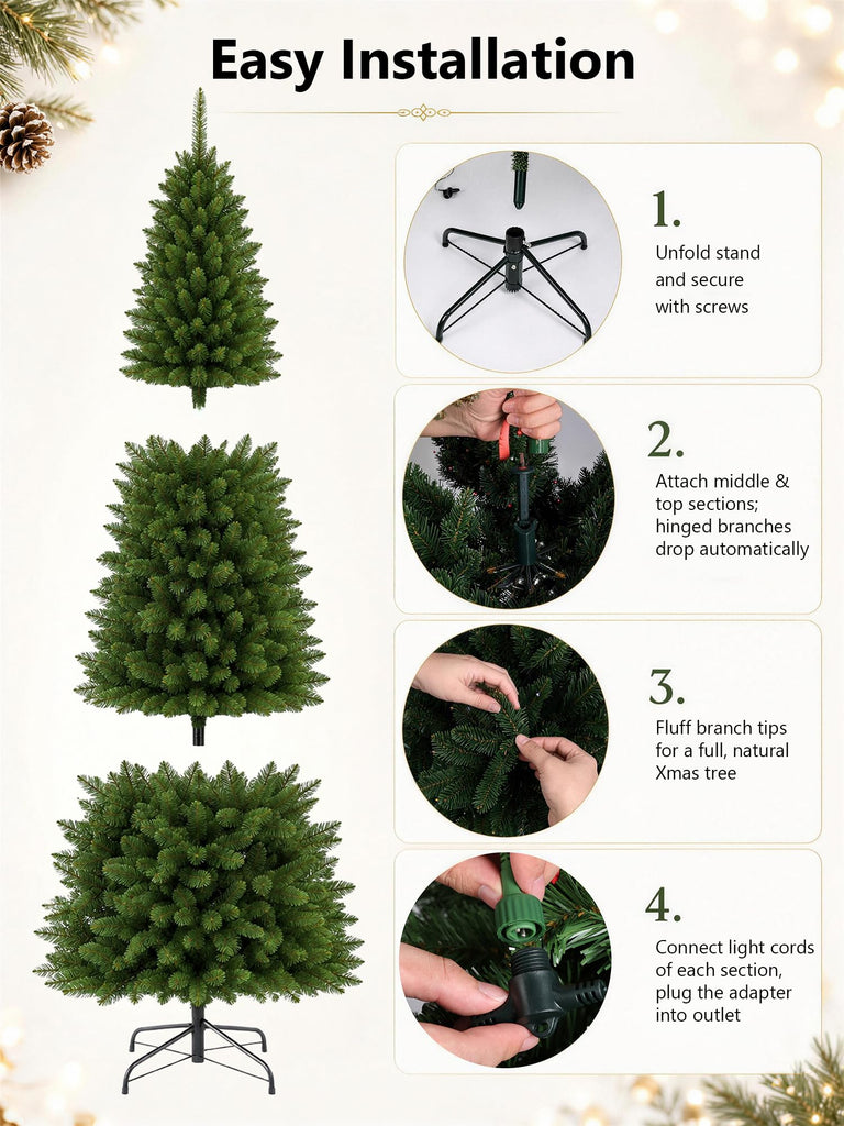 6ft Slim Smart Christmas Tree, Prelit Warm White & Multicolor LEDs