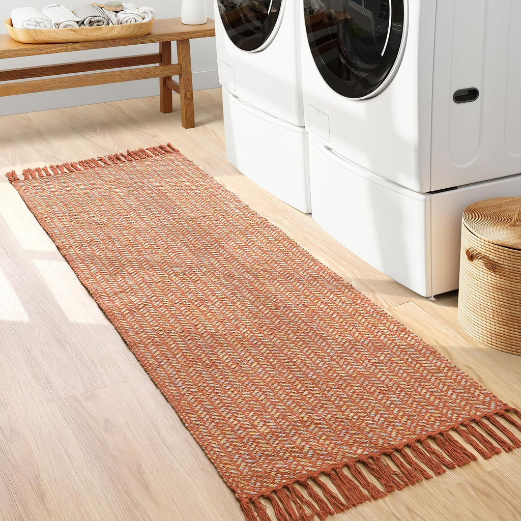 Boho Bathroom Runner Rug, 2x6 Fall Washable Rugs s