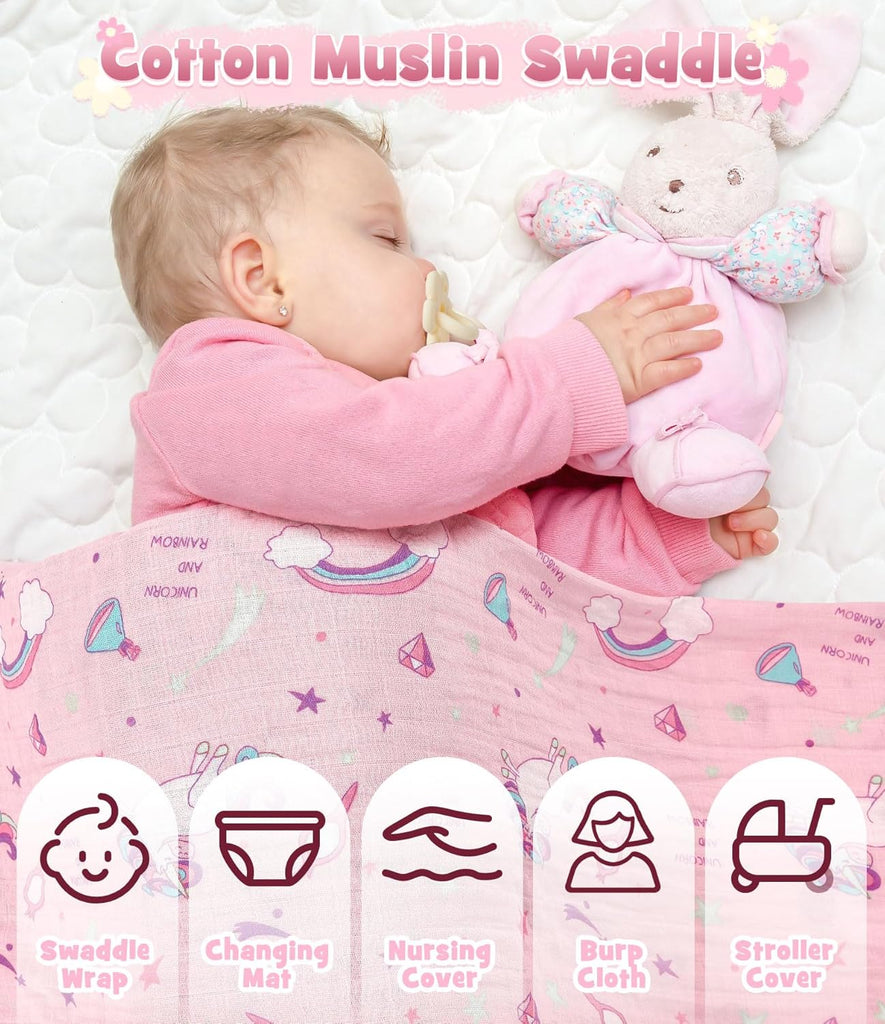Baby Shower Gifts for Girls, Baby Girl Gifts Baskets with Rattle, Blanket/Bodysuit Set, New Born Essential Stuff