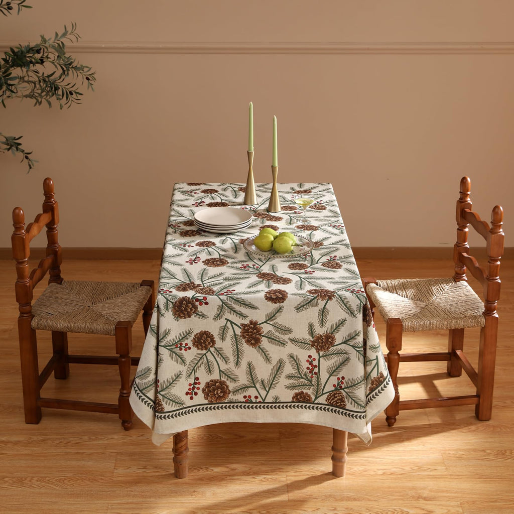 Designer Vintage Square Christmas Tablecloth, 67"x67"