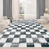 Checkered Area Rugs, Black and White Washable Large Area Rug Soft Non Slip Kids Rug Neutral Modern Geometric Carpet for Living Room Bedroom Nursery Dining Room Dorm Home Office