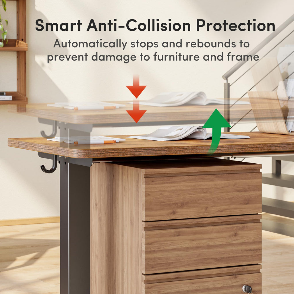 63" x 55" L-Shaped Standing Desk - Adjustable Corner Desk L Shape, L-Shaped Adjustable Desk with Splice Board, L