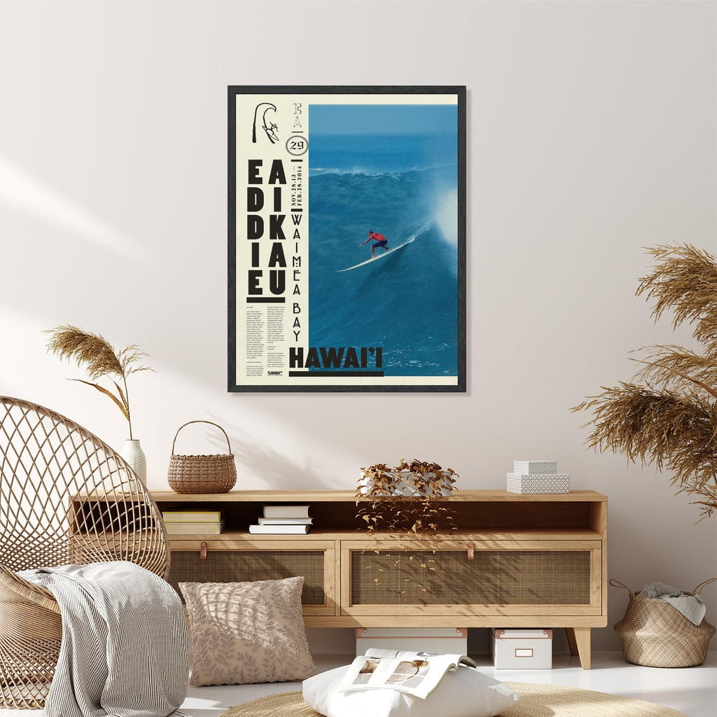 Black Framed Vintage Surfing Wall Art Retro Hawaii Surf Poster Pro Contest Big Wave Rider Canvas Painting Prints