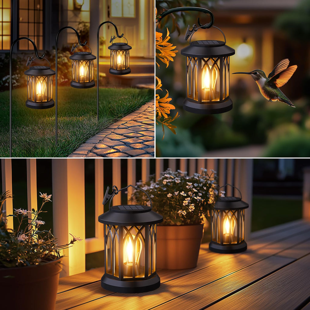 Hanging Solar Lanterns Outdoor Waterproof: 2 Pack Garden Lantern Decorative