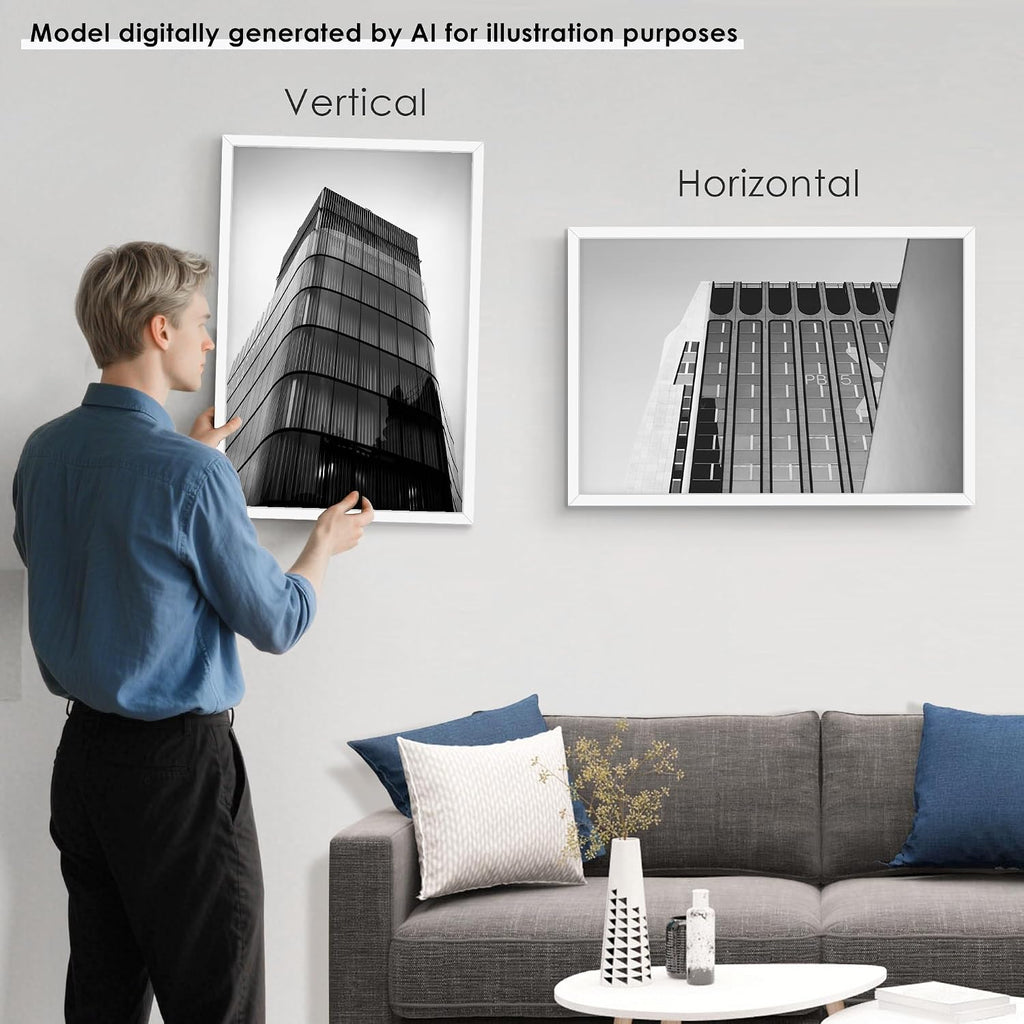 24x36 Poster Frame 2 Pack, White Poster Frames 24 x 36 inches | Horizontal or Vertical Wall Mounting, 36x24 Picture