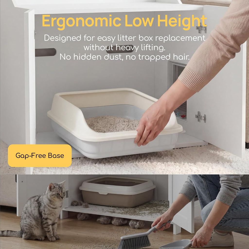 31.5" Cat Litter Box Enclosure Furniture with Door