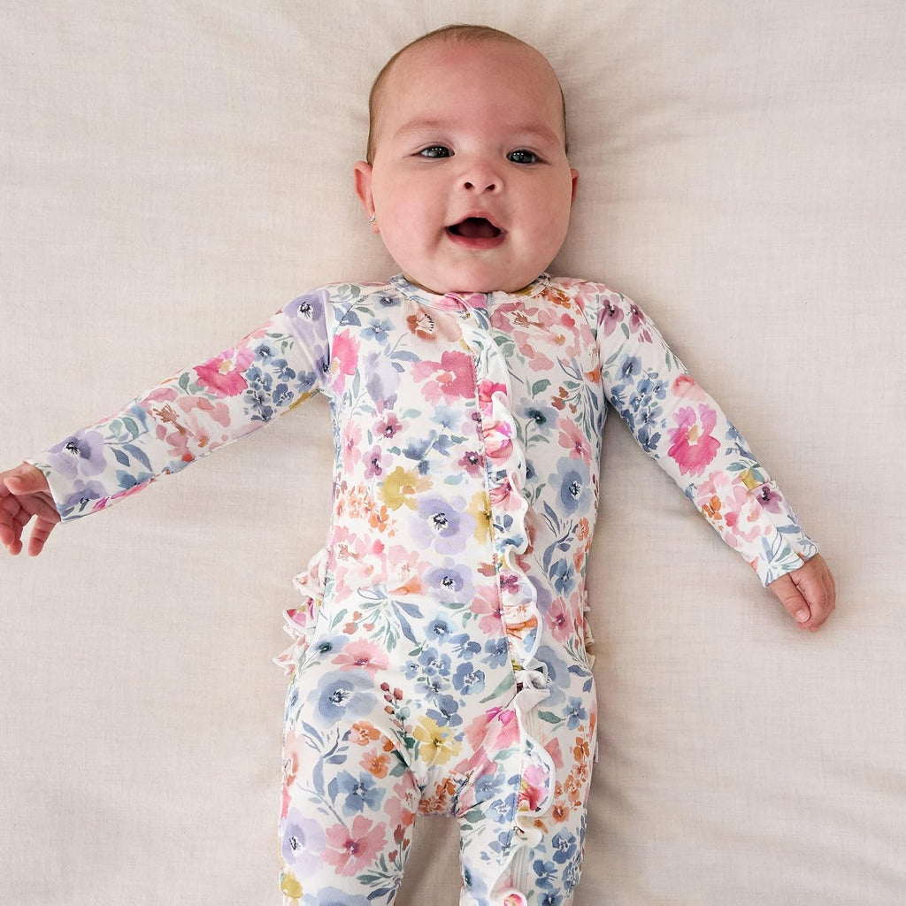 Ruffle Zippy, Pajamas, Viscose from Bamboo Baby Pajamas, Girls Sleepers, Way Zipper