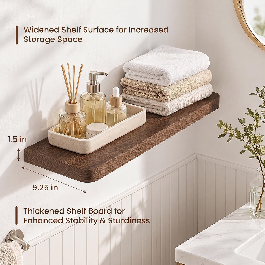 55 Inch Floating Shelves, 9.3" Deep Rounded Corners Wall Shelf