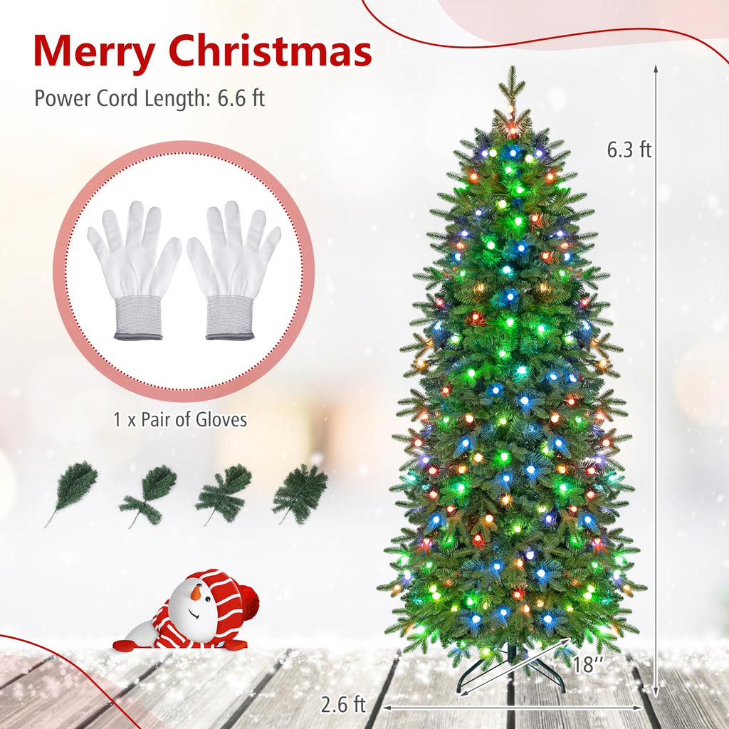 6.3 ft Smart Pre-Lit Pencil Christmas Tree with Remote & APP