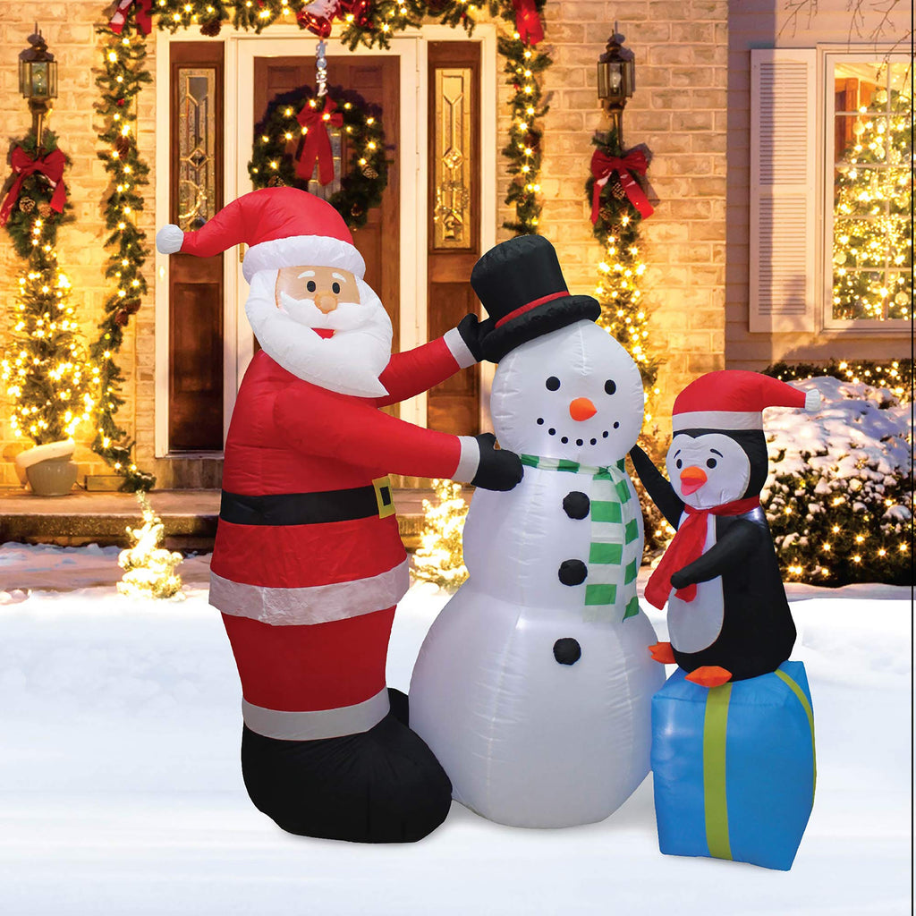 Santa, Snowman, Penguin Inflatable, LED Lights, 6-Ft