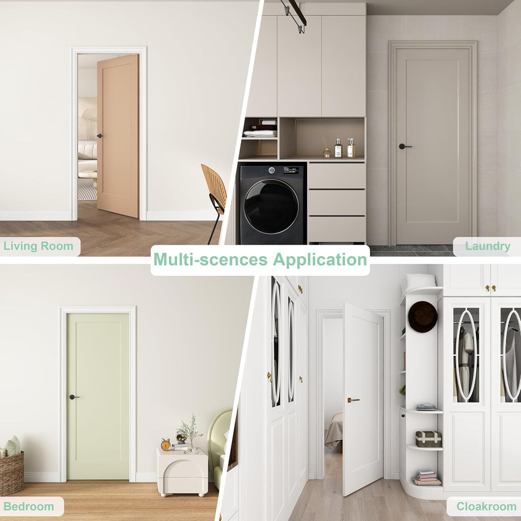 30"x80" 1-Panel Shaker Style White Primed Hollow Core Interior Molded Door Slab, NOT Pre-drilled and NOT Included