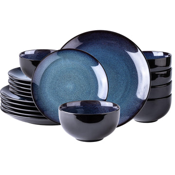 Ceramic Dinnerware Sets for 6, 18Pcs Porcelain Plates and Bowls Set