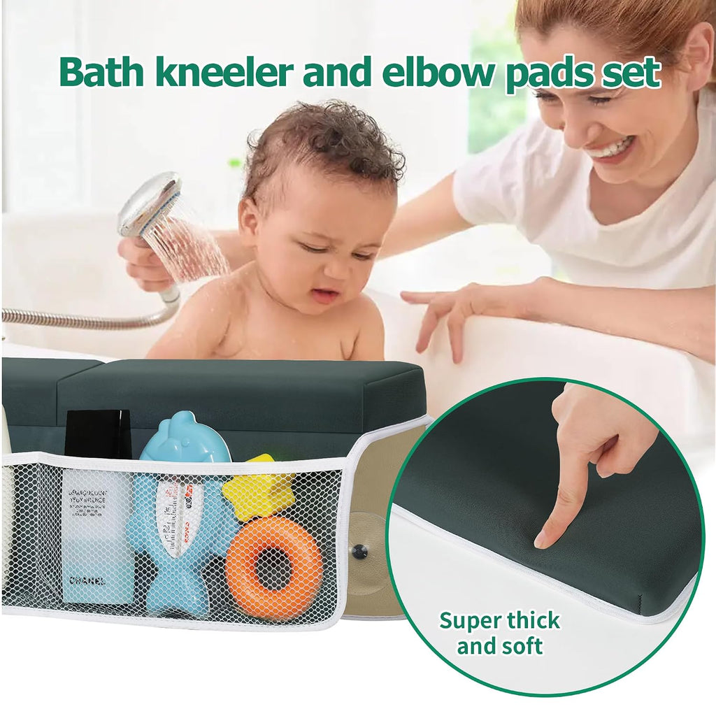 Comfortable Baby Bath Kneeler and Elbow Rest Pad Set, Thick Memory Foam Bath Kneeling Pad with Elbow Support, Baby