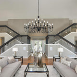 Black Chandelier 21 Light, Large Farmhouse Chandeliers for Dining Room Light Fixtures Over Table, 3 Tier Industrial Candle Hanging Lighting Fixture for Living Room Foyer Staircase Restaurant Villa A109-B0DLKR1C9X