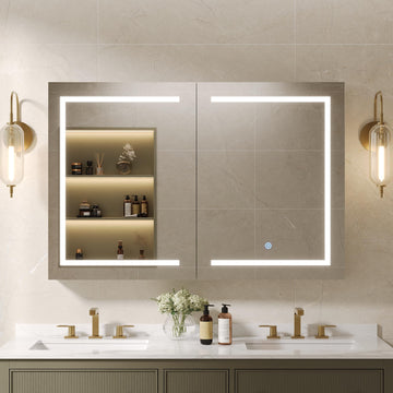 Led Lighted Medicine Cabinet with Mirror, 48" W x 32" H