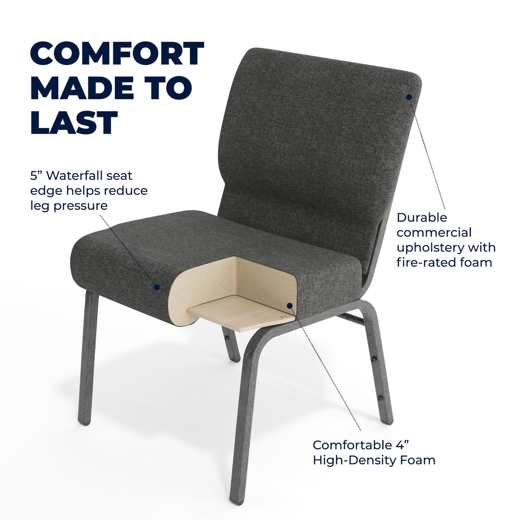 4 Pack HERCULES Series 21''W Church Chair in Dark Gray Fabric - Silver Vein Frame