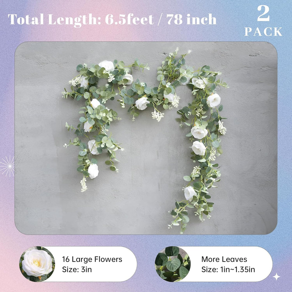6.5FT Wedding Decor Artificial Flower Eucalyptus Garland - Set of 2