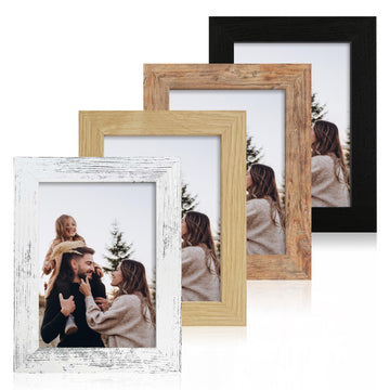 5x7 Picture Frame Set of 4, High Definition Real Glass 5 x 7 Photo Frames for Desktop Display and Wall
