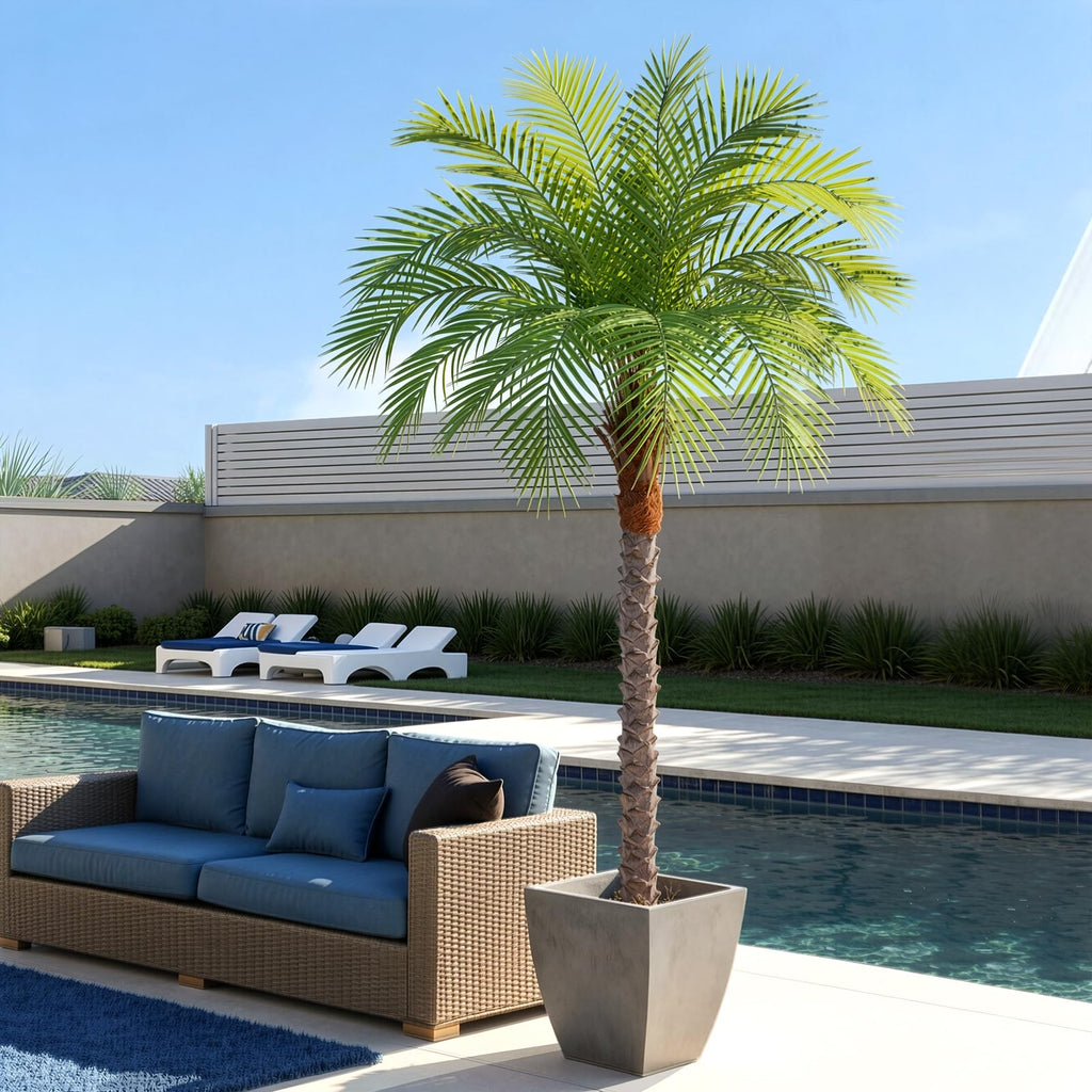 5ft Artificial Phoenix Palm Tree, Tall Faux Palm Plant with 15 Adjustable Leaves, Perfect for Outside Patio