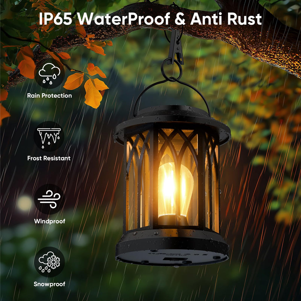 Hanging Solar Lanterns Outdoor Waterproof: 2 Pack Garden Lantern Decorative