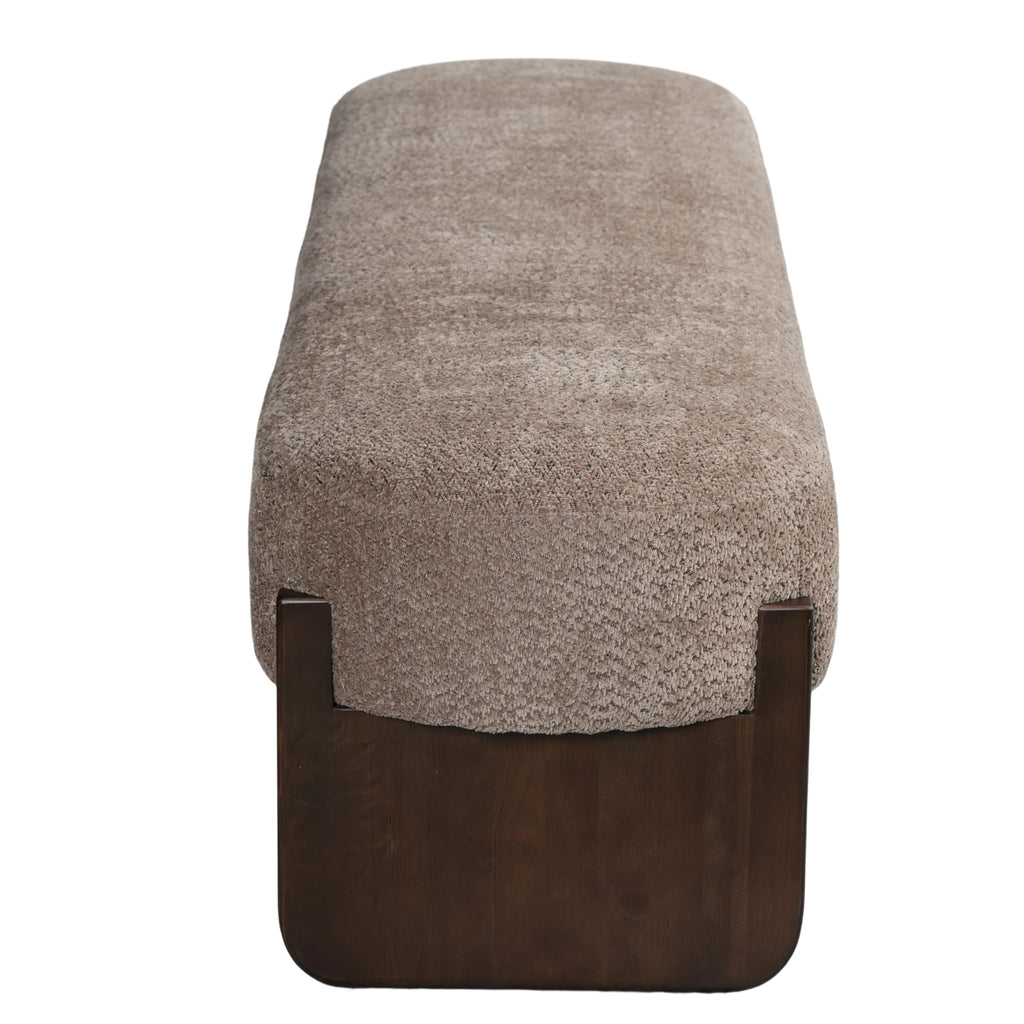 Arden Minimalist Style Rectangular Loop Yarn Fabric Ottoman Bench, Rubberwood Frame, Entryway Bench, Living Room Sofa