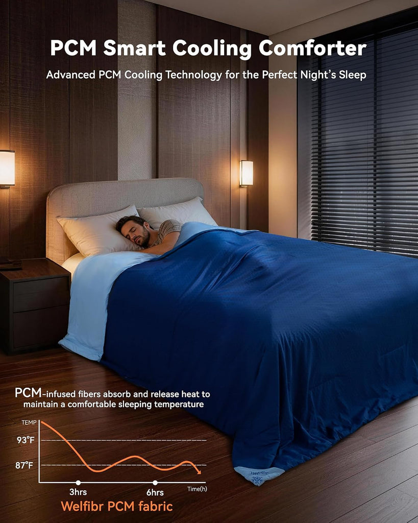 Cooling Blankets for Hot Sleepers PCM Technology Cold Comforter Q-Max >0.48 Summer Comforters Machine Washable Twin