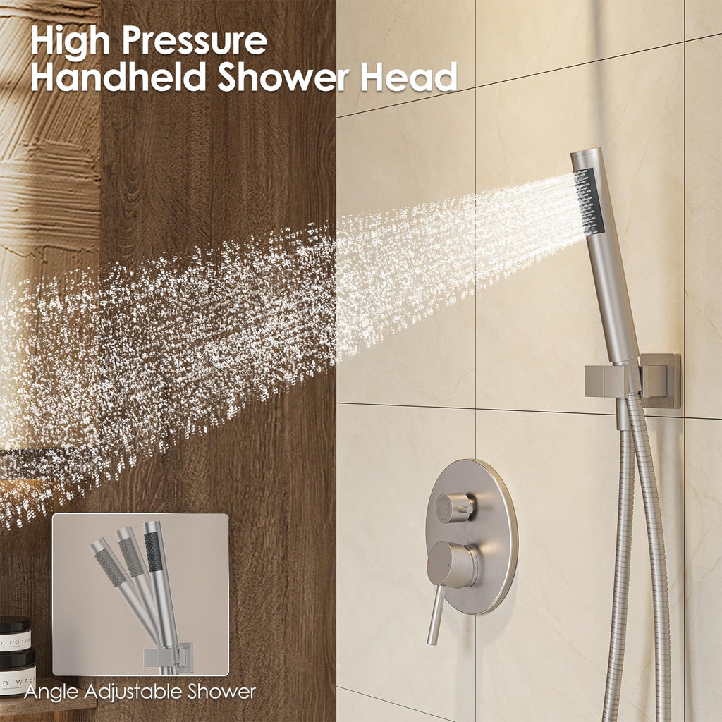 Shower System, 10" Bathtub Shower Faucets Set, Brushed Nickel