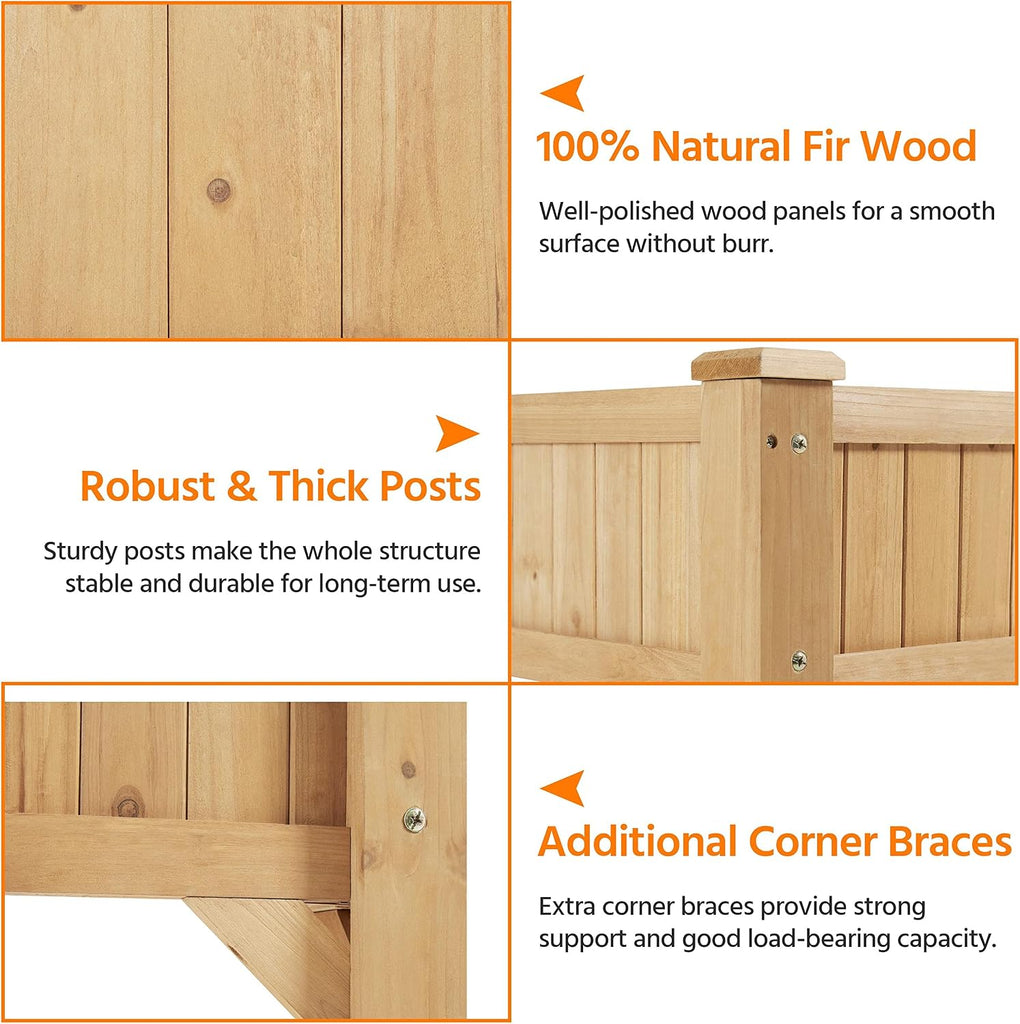 36" Raised Planter Box 8-Pocket with Grow Grid,1Pcs | Waist-high planter saves back, sturdy fir. 8 grids for