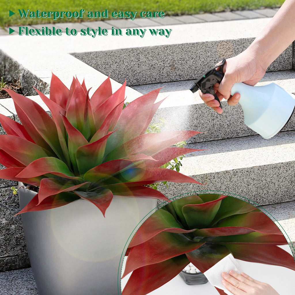 2 Pack Artificial Fall Agave Plants 28 Inch Large Size Faux Succulent Stems Outdoor Decorating Realistic UV Resistant