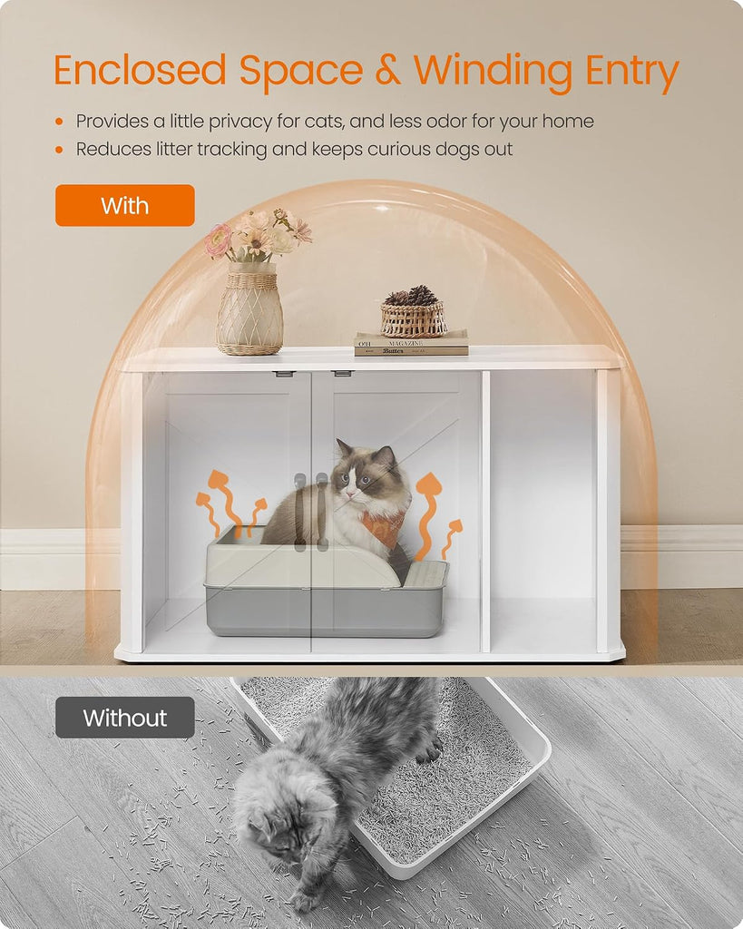 Litter Box Enclosure, Modern Cat Litter Box, Front Entry