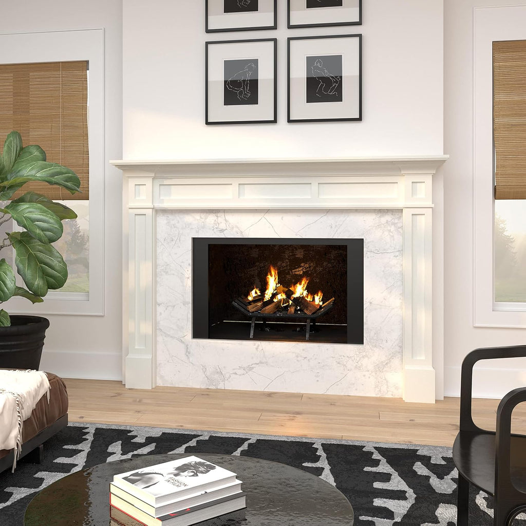 Furniture for Your Fireplace, Premium Grade A MDF Mantel Surround, Crisp White Paint, Interior Opening 48"