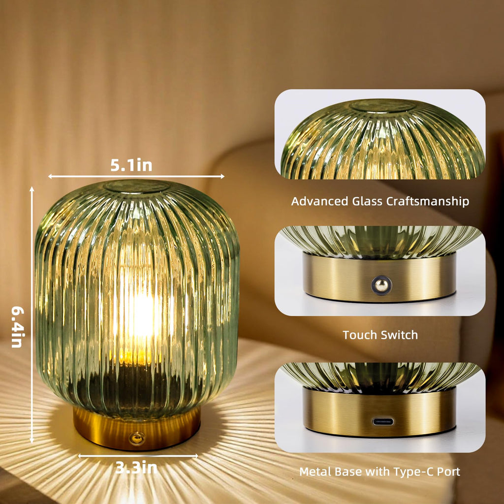 Rechargeable Table Lamp,Cordless Lamp with Memory Function,Green