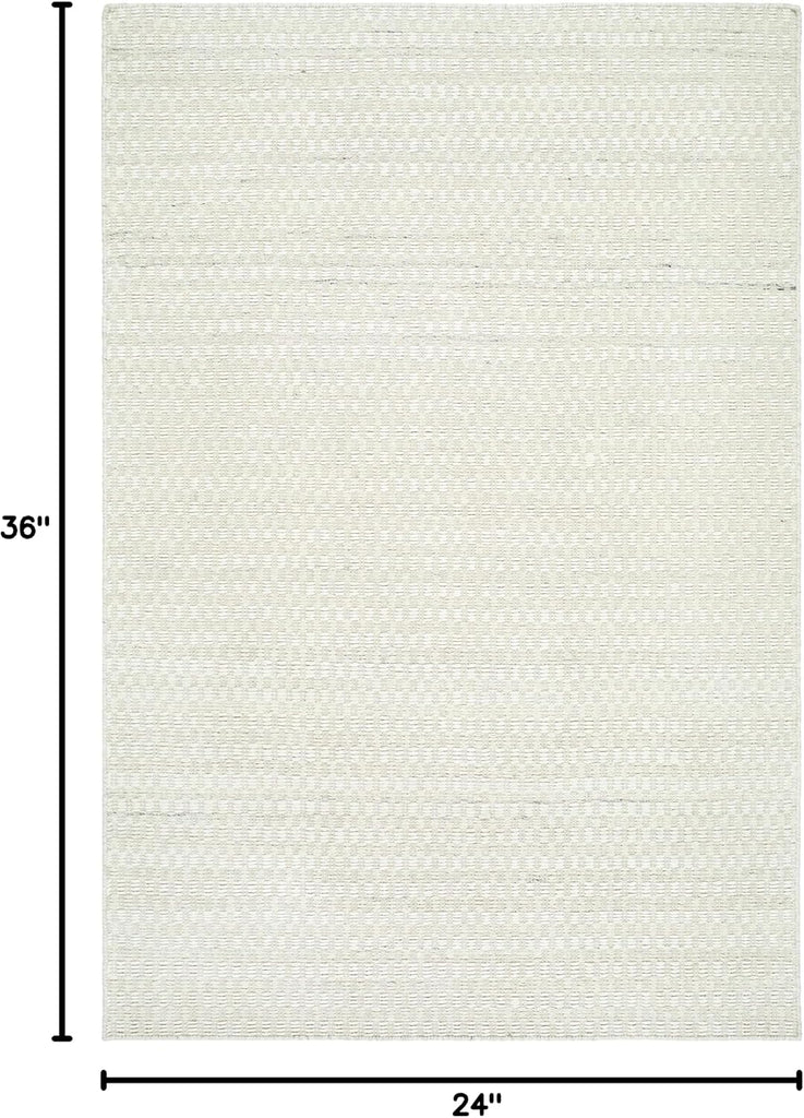 Amethyst Wool Living Room, Bedroom Area Rug - Striped Plain - Traditional Transitional Modern Minimalist Scandinavian