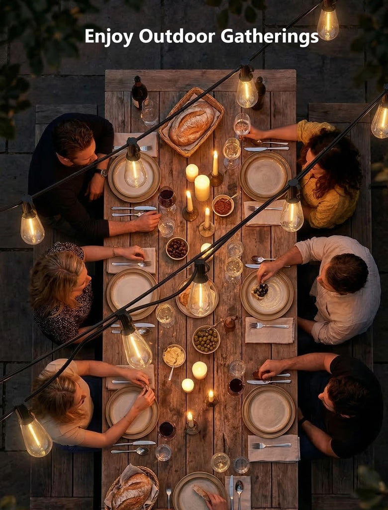 45FT Outdoor String Lights, 30 ST40 Edison LED Patio Lights