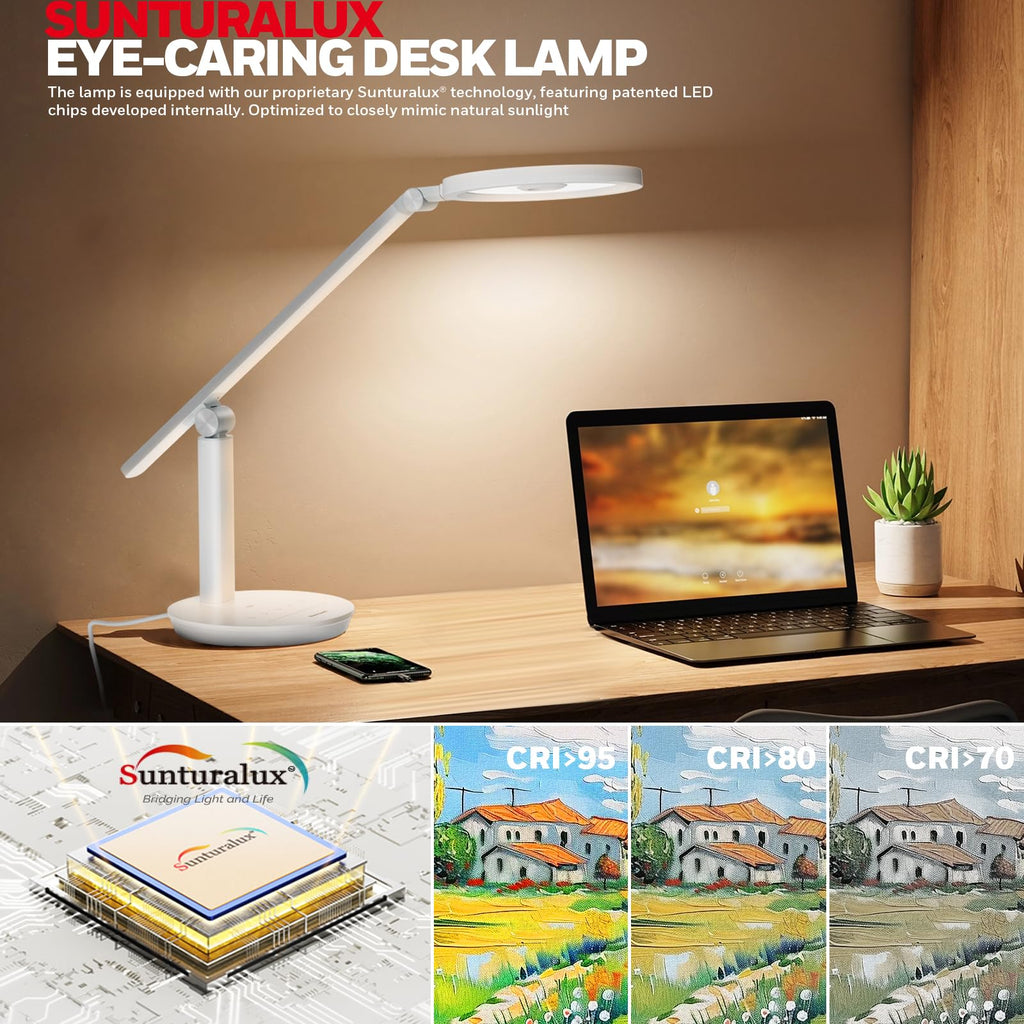 H6 Desk Lamp, Dimmable Reading Table Light, White