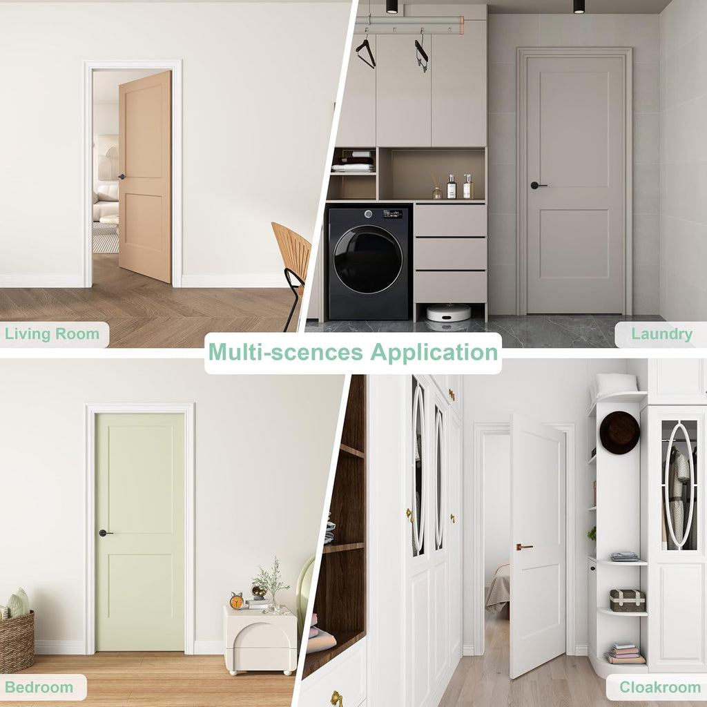30"x80" 2-Panel Shaker Style White Primed Hollow Core Interior Molded Door Slab, NOT Pre-drilled and NOT Included