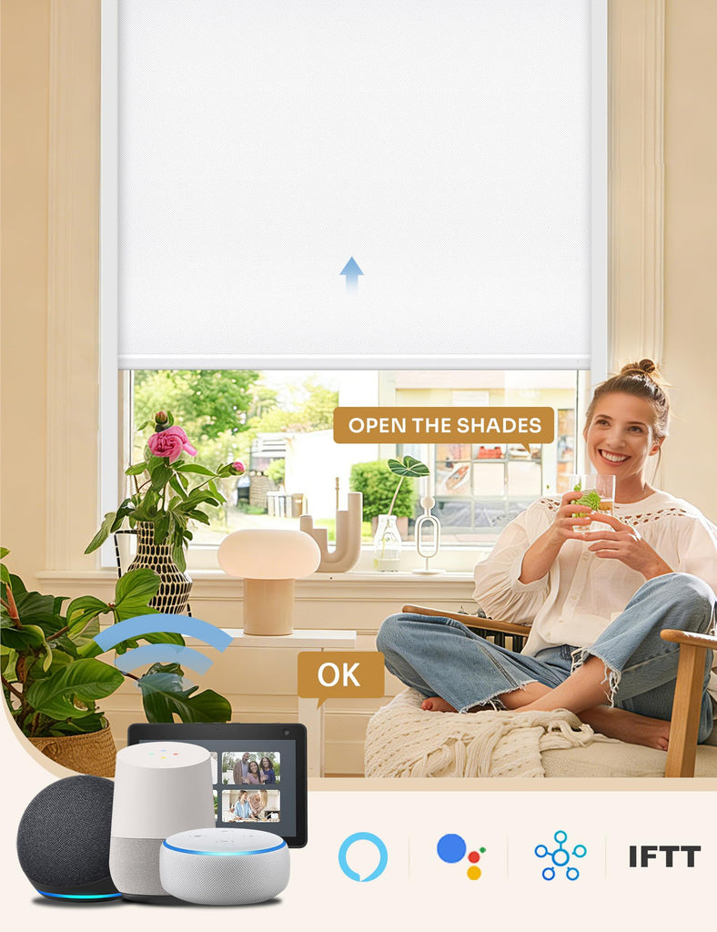 No-Drill No Tools Motorized Blinds with Remote | 69Wx48H White
