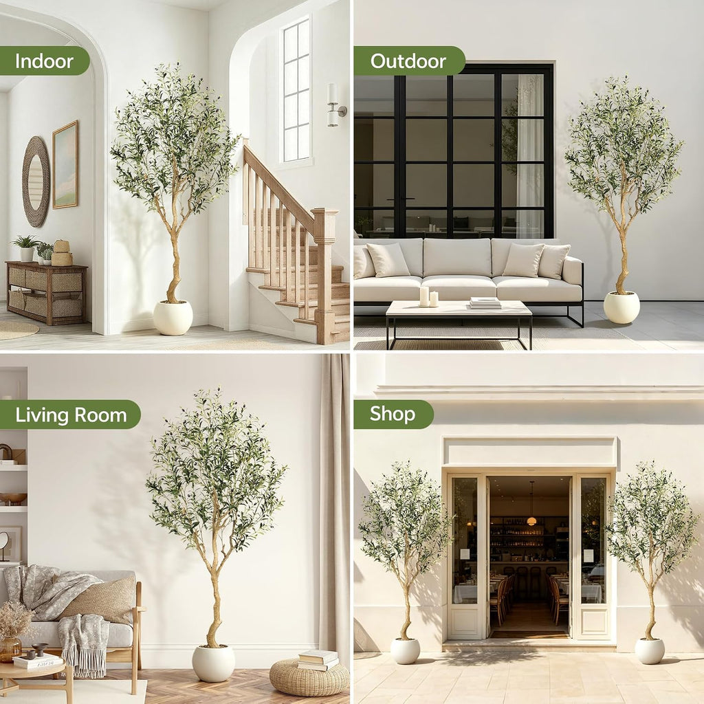 Faux Olive Tree 7ft with UV Resistant for Indoor Outdoor Decor