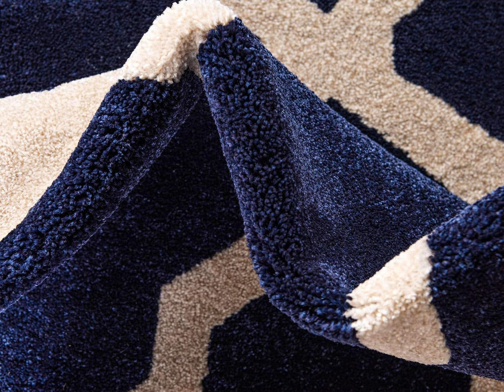 Trellis Collection Area Rug - San Antonio Rectangle, Navy Blue/ Beige)