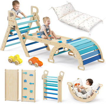 Triangle Set with Cushion, Wooden Climbing Toys for Toddler