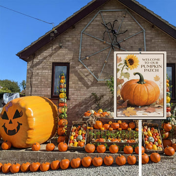 Welcome To Our Pumpkin Patch Yard Sign With Stake Fall Decor Reflective Aluminum Lawn Sign Stand Harvest Thanksgiving