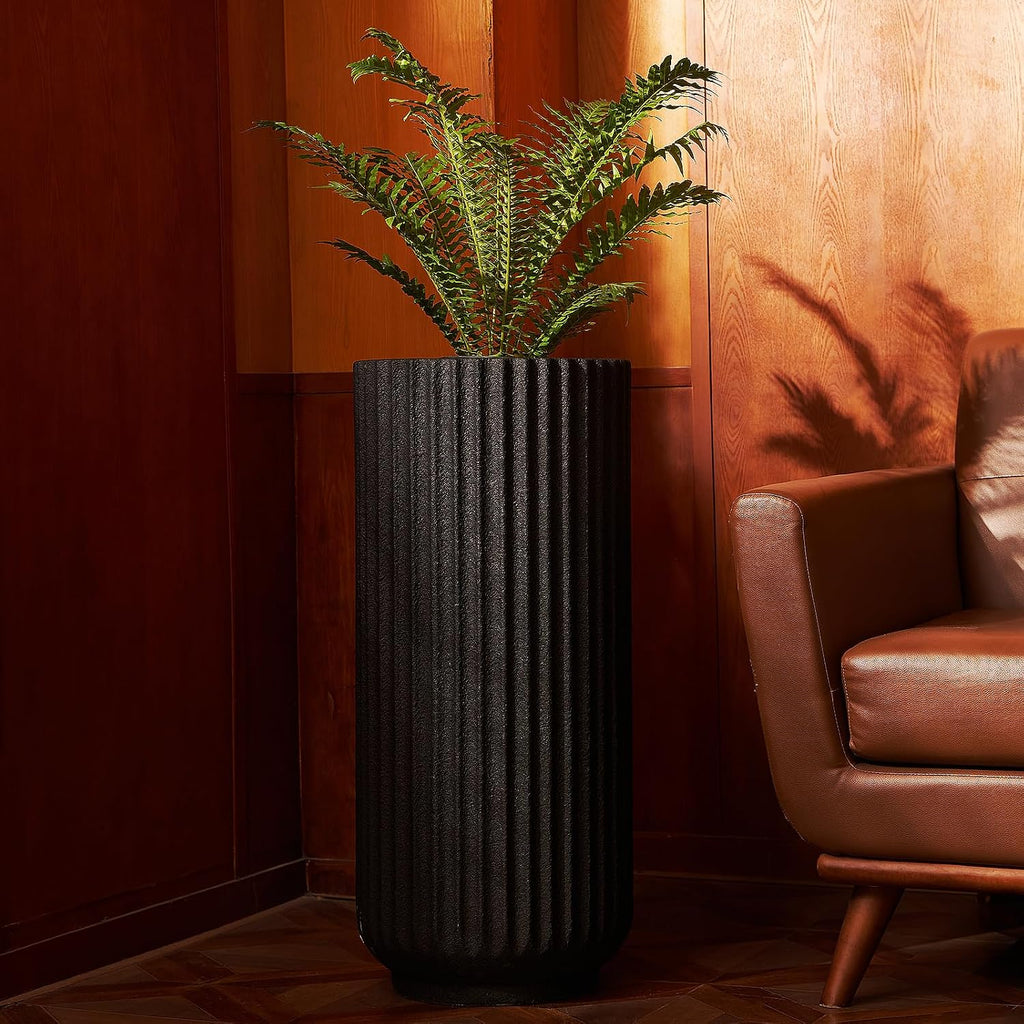31.5 Inch Tall Roman Column Concrete Planter(14.2Dx31.5H,36 Pounds),Durable All-Weather Use with Drainage Holes,Large
