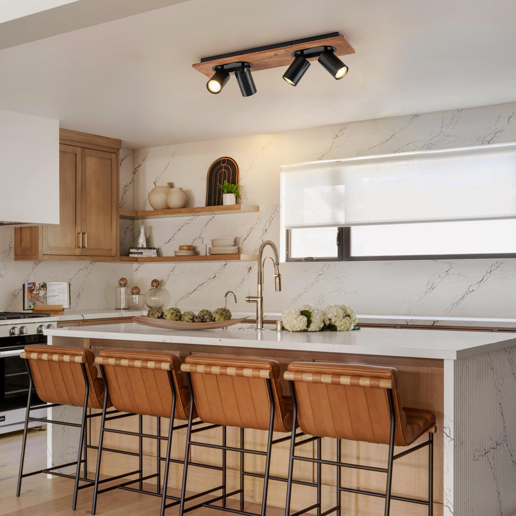 Modern Black Track Lighting Fixtures, 4-Light Indoor Spotlight