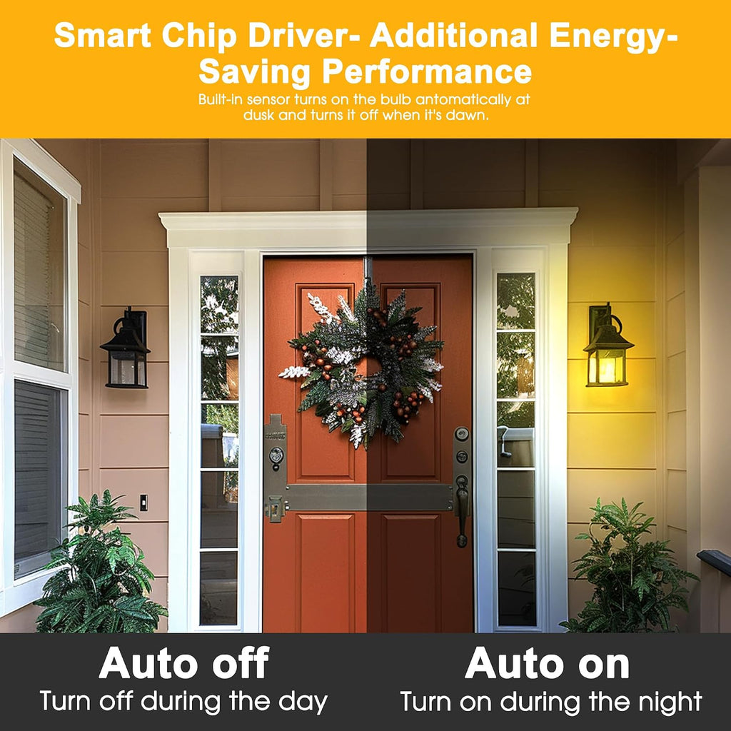 Dusk to Dawn LED Yellow Bug Light Bulb Outdoor, 6W(40W Equivalent)