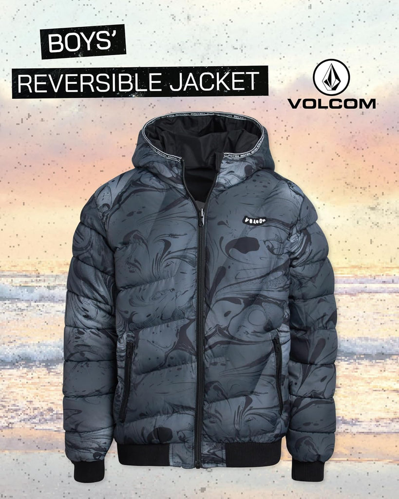 Boys Reversible Breathable Hooded Winter Puffer Jacket